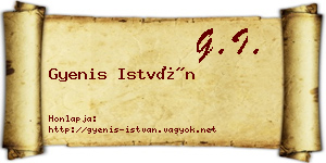 Gyenis István névjegykártya